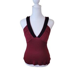 Rebecca Beeson Burgundy V-Neck Tank With Velvet Straps Women's Size 0